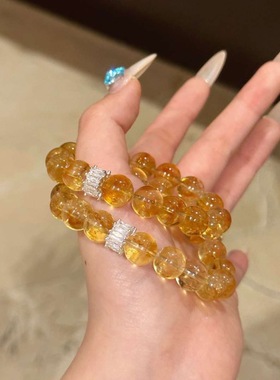 一夜暴富天然黄水晶手链正品巴西金发晶招财转运黄塔晶手串礼物