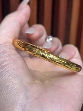 古法黄金手镯仿真越南沙金传承素圈镯子实心不掉色女结婚首饰礼物