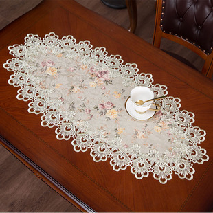 饰小盖巾 茶几盖布电视柜斗柜装 欧式 桌布餐桌垫蕾丝台布餐桌旗美式