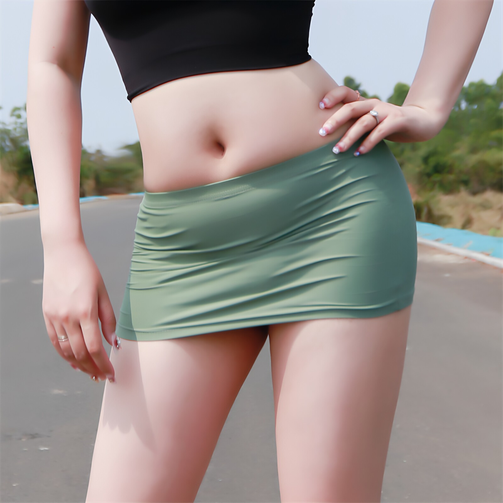包臀裙超短裙遮屁帘包裙包臀齐臀辣妹短裙薄超弹性感少女无安全裤