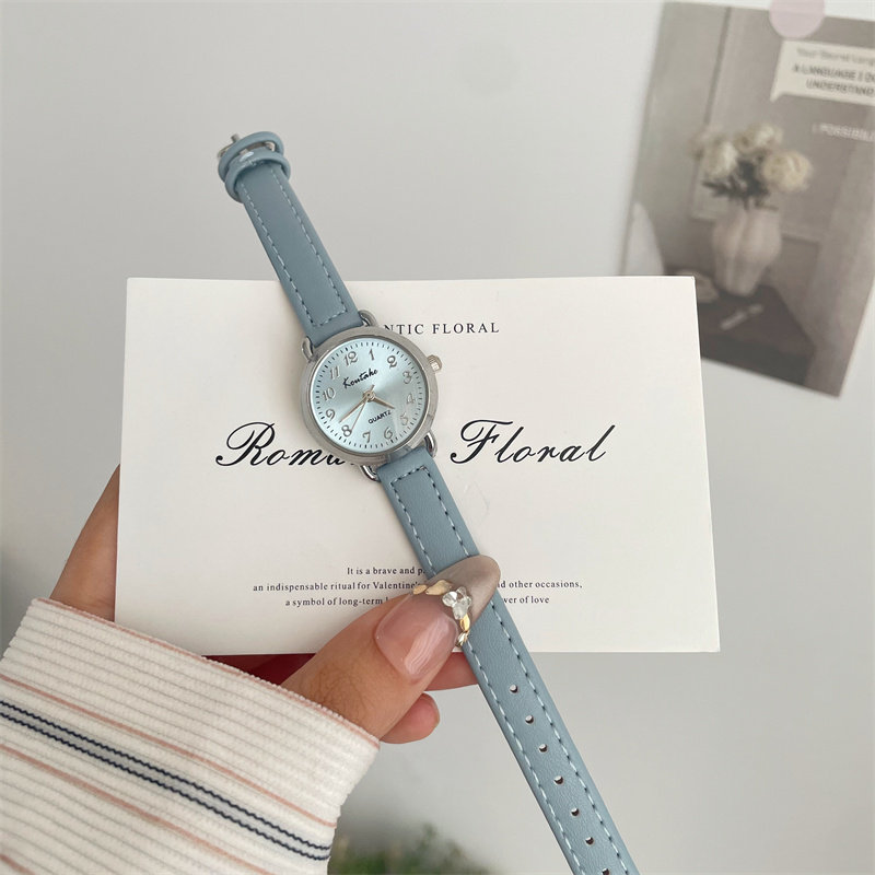 灰蓝文艺小巧考试专用女表