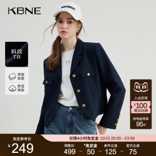 新款 KBNE西装 秋季 外套女藏青色长袖 气质西服学院风慵懒上衣女 短款