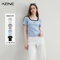 【熱銷爆款推薦】KBNE藍(lán)色短袖氣質(zhì)方領(lǐng)t恤翻領(lǐng)盤(pán)扣襯衫半身裙女