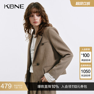 女浅咖色高级感正肩上衣百搭小个子通勤外套 西装 KBNE2025秋季 新款
