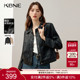 KBNE2025新款 夹克上衣春秋 修身 气质复古短款 黑色皮衣外套女长袖