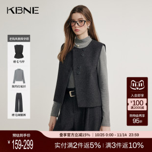 外穿背心上衣小个子马甲外套女装 KBNE老钱风灰色女士马夹秋装 新款
