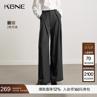 休閑長褲 KBNE灰色高級感西裝 子 松弛感寬松闊腿褲 新款 褲 女2025秋季