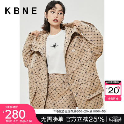 【商场同款】KBNE秋装新款风衣外套女翻领高级感大衣KFY36308102