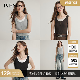 無袖 KBNE灰色外穿打底背心吊帶針織上衣2025夏季 新款 修身 假兩件女