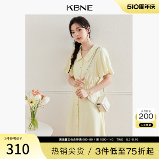 泡泡袖 KBNE连衣裙女娃娃领裙子2024夏季 独特超好看爆款 衬衫 新款 裙