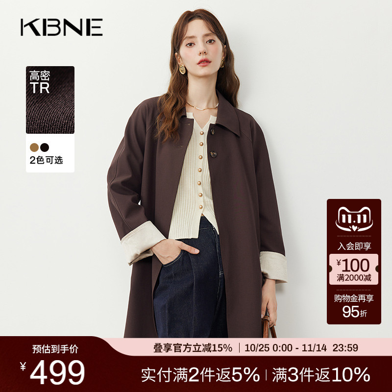 KBNE安可拉红英伦风大衣外套2025秋冬新款长款风衣爆款外衣女装