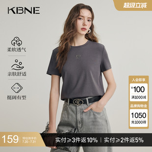 灰色正肩超火减龄爱心印花上衣 KBNE短袖 t恤女2025夏季 新款 爆款