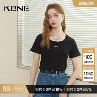 新款 KBNE短袖 2025秋季 T恤打底衫 小个子今年流行上衣 女白色内搭