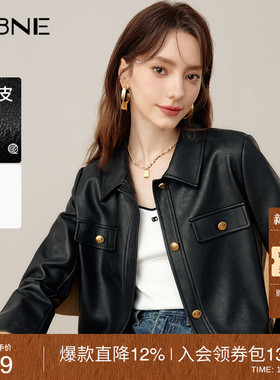 KBNE皮衣外套女黑色短款爆款上衣2025春秋新款夹克小个子高级女装
