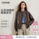 KBNE2026春季 咖啡色夹克皮衣女外套水洗油蜡皮柔软机车上衣女 新款