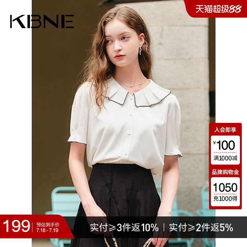 短袖衬衫KBNE娃娃领学院风