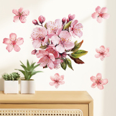 桃花朵朵开浪漫墙贴纸卧室玄关背景贴画自粘防水宿舍床头装 饰贴花