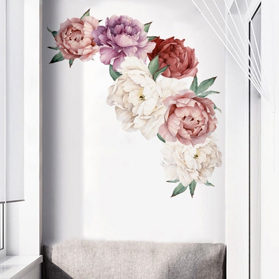 3d牡丹花蝴蝶墙面贴纸遮丑自粘