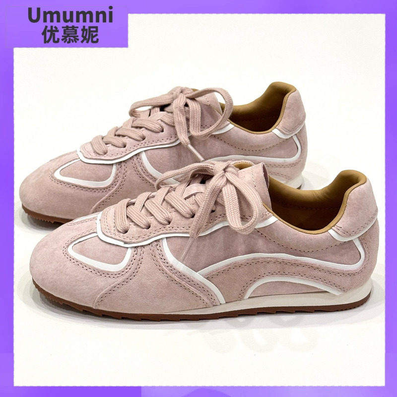 优慕妮巨好看软底粉色德训鞋女款平底真皮2026新款休闲运动阿甘鞋,女鞋,时尚休闲鞋,淘宝优惠券,粉丝福利购,淘宝优惠卷