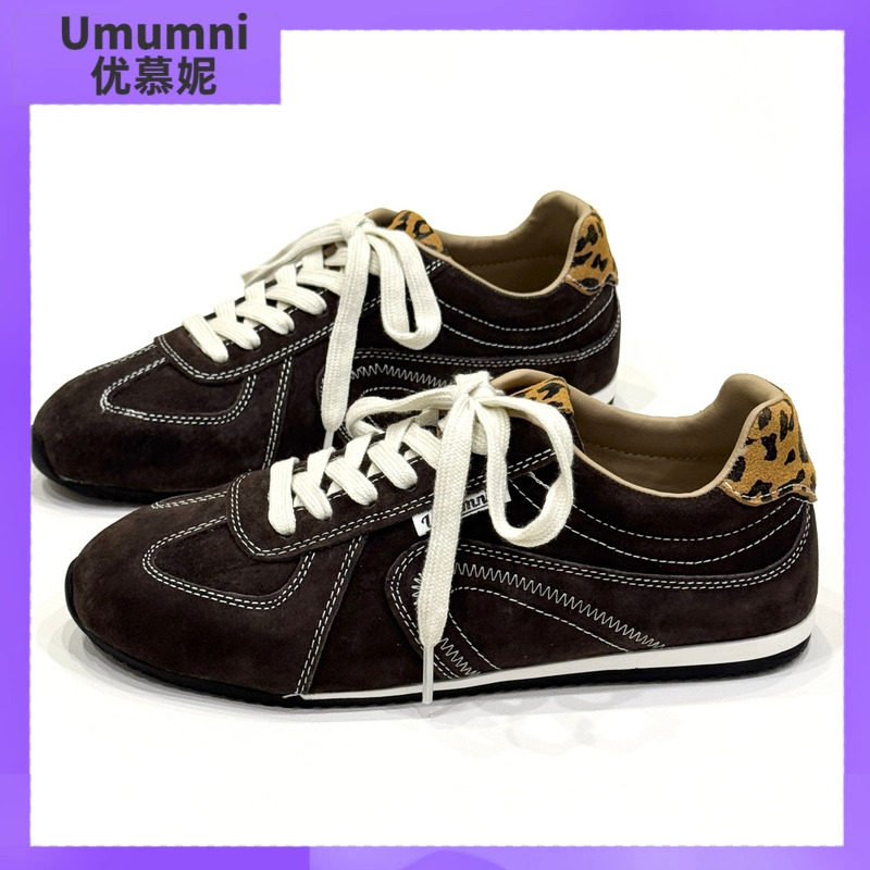 优慕妮真皮平底德训鞋