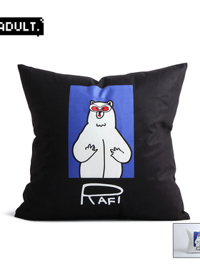 可爱卡通黑色小熊方形毛绒抱枕客厅沙发办公室靠背靠垫套汽车靠枕