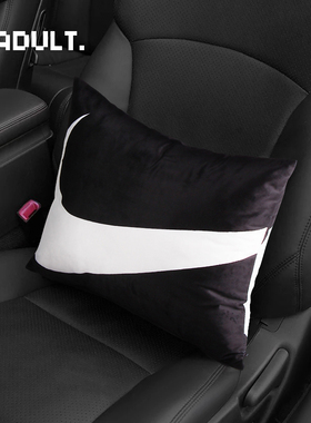 黑色运动潮牌汽车腰枕护腰腰靠靠背靠垫车载座椅方形抱枕靠枕四季
