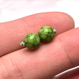 特色绿松石散珠菜籽黄配珠圆珠单颗文玩饰品配饰配件手工diy串珠