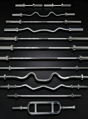 杠铃杆健身家用弯举卧推通用小孔直杆电镀曲杆哑铃片女士长短奥杆