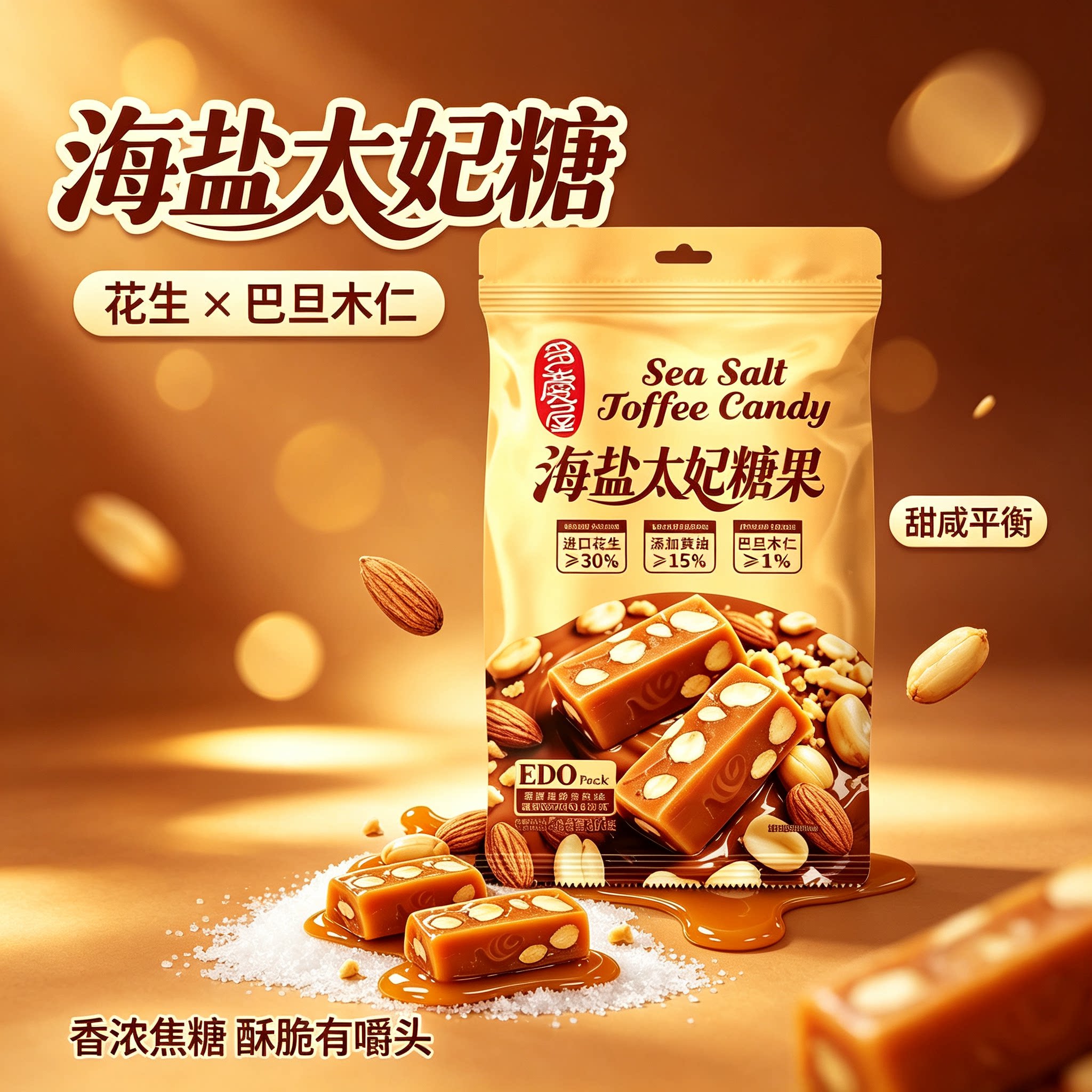 海盐巴旦木太妃糖婚庆喜糖伴手礼