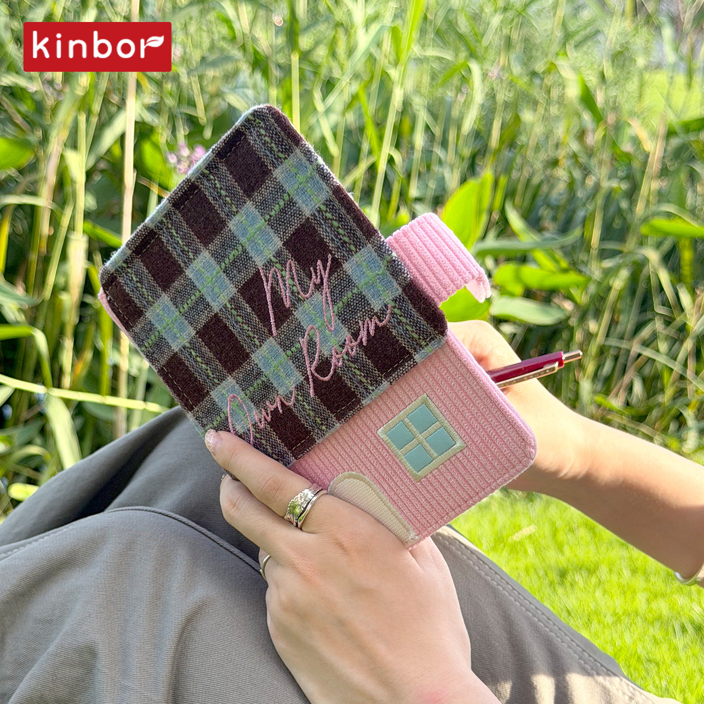 kinbor原创A6灯芯绒手帐本房屋造型带钥匙书签自填日记笔记本文具学生手账礼物