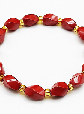 天然高含量朱砂手串帝王砂女款简约复古民族风转运珠橙红手链定制