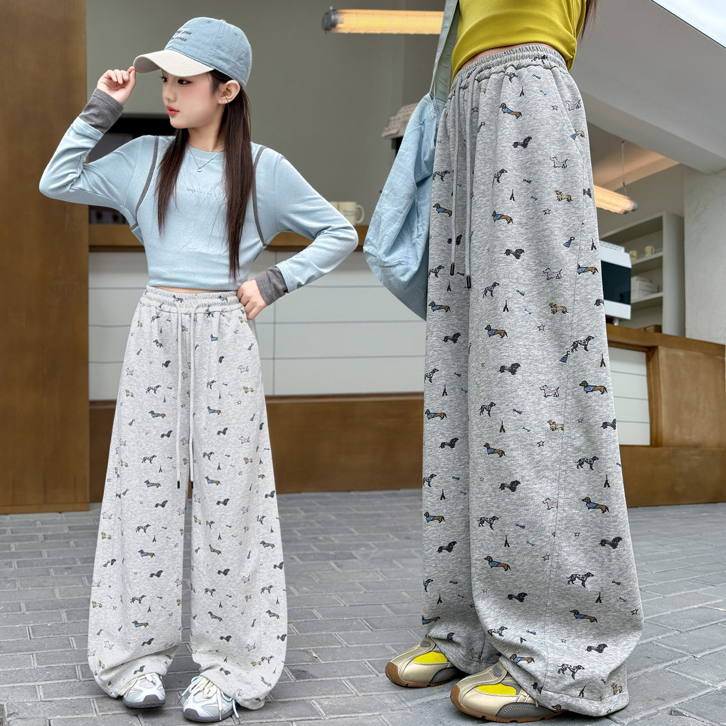 女童裤子休闲裤春秋2026新款中大童洋气宽松直筒裤韩版弯刀裤卫裤