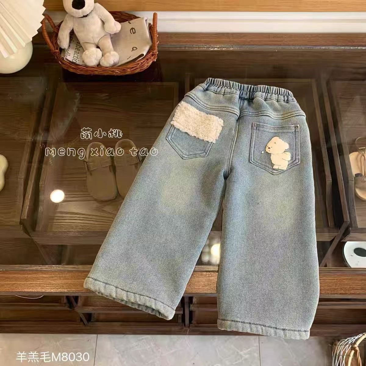 女宝宝一体绒牛仔裤冬季2025新款