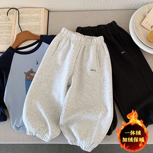 儿童休闲裤 2025新款 小童宽松长裤 冬季 儿童裤 宝宝一体绒卫裤 子秋装