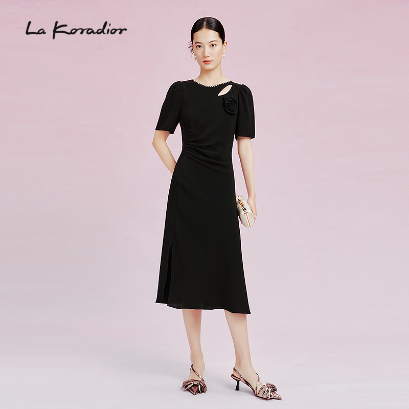 【精致社交】La Koradior拉珂蒂春季新款气质奢雅洋装短袖礼服裙
