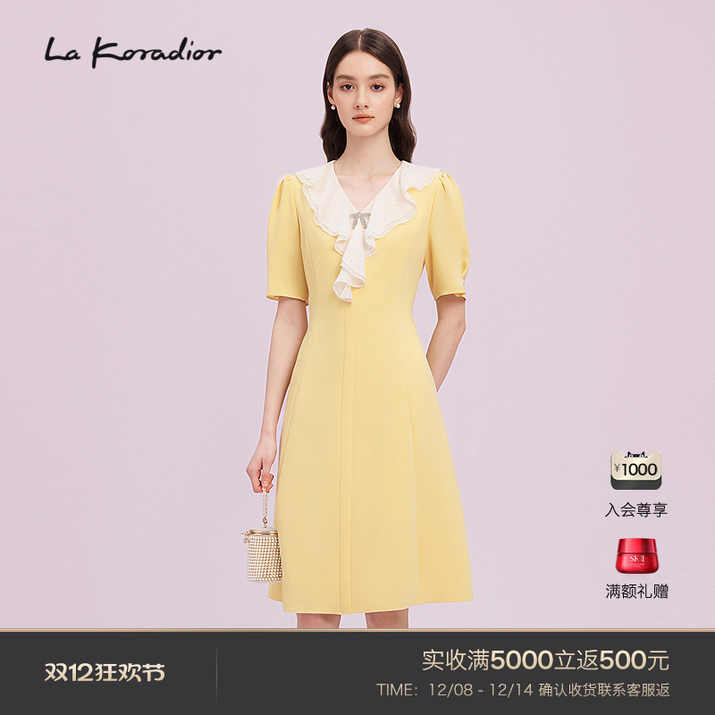 【进口三醋酸】La Koradior拉珂蒂商场同款2025新法式洋装连衣裙