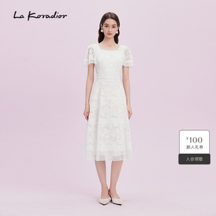 新款 Koradior拉珂蒂减龄2025商场同款 蕾丝连衣裙 精致社交