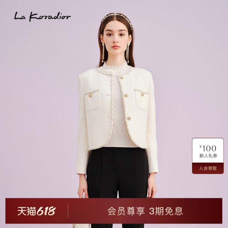 La Koradior拉珂蒂女商场同款时尚秋新款香风气质短外套休闲百搭