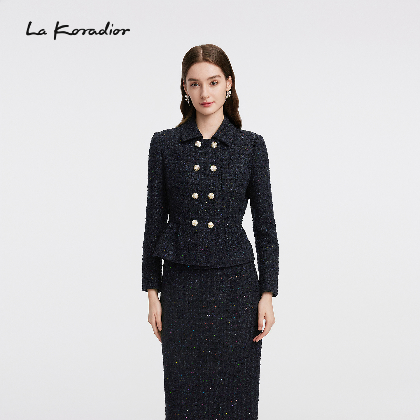 【商场同款】Lakoradior拉珂蒂减龄女名媛秋冬新款双排扣香风外套