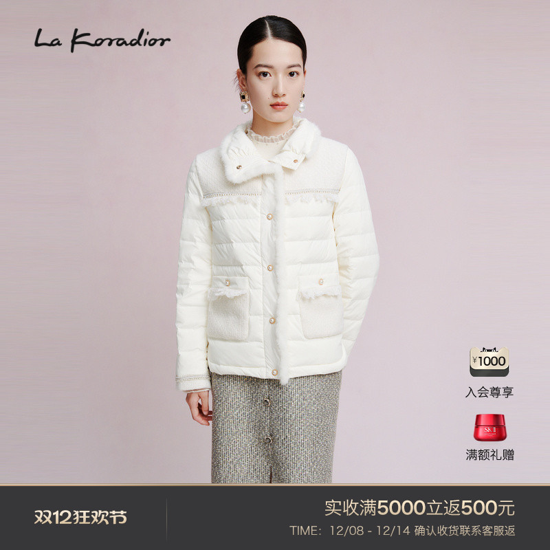 纯色羽绒服lakoradior通勤立领