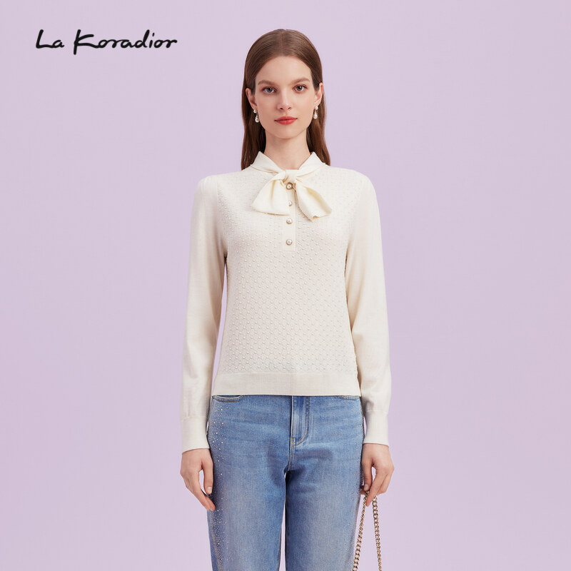 拉珂蒂法式系带绵羊毛针织衫