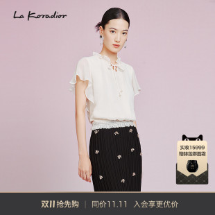 夏季 上衣小衫 新款 通勤修身 女 飞飞袖 Lakoradior拉珂蒂减龄显瘦时尚