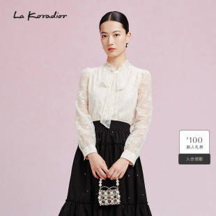 商场同款 新款 春季 轻柔蕾丝钉珠小衫 Koradior拉珂蒂女时尚