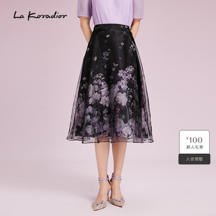 2025夏花卉晕染雅致半裙女 时尚 Koradior拉珂蒂显瘦优雅修身