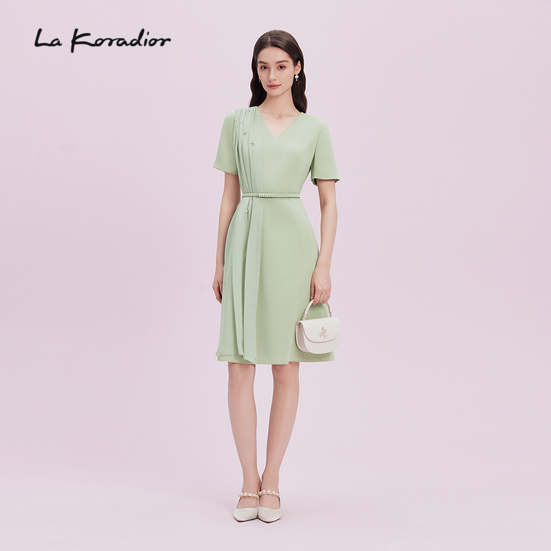 【进口三醋酸】La Koradior拉珂蒂简约2025商场同款三醋酸连衣裙