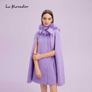 羊毛 气质花朵领斗篷式 秋冬新款 短大衣 Koradior拉珂蒂时尚