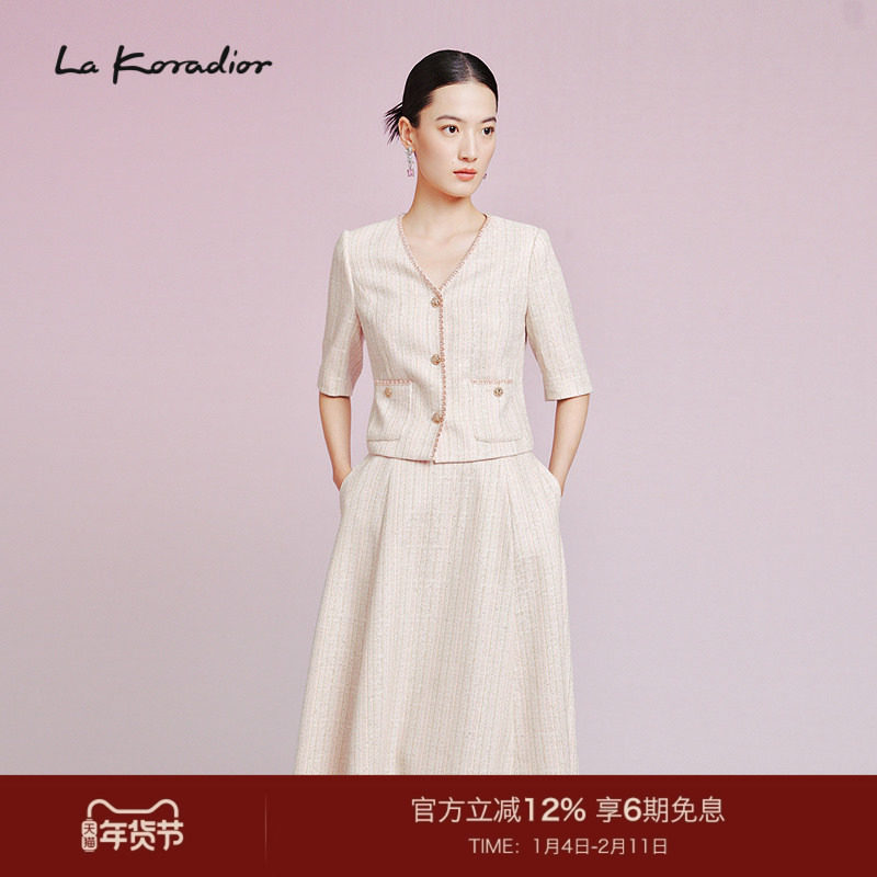 La Koradior拉珂蒂通勤简约时尚2025夏季优雅气质香风短外套女