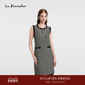 商场同款 Koradior拉珂蒂时尚 秋法式 香风千鸟格针织背心裙