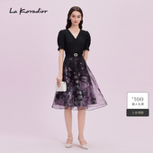 koradior拉珂蒂气质短袖 连衣裙女2025高腰裙 进口三醋酸