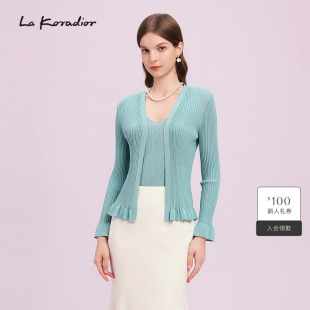 气质优雅纯色修身 两件套时尚 新款 上衣 Koradior拉珂蒂商场同款